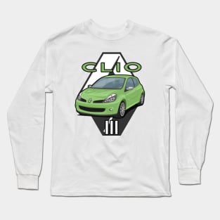 Clio III Car Lutecia hatchback 2005 light green Long Sleeve T-Shirt